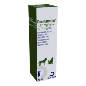 Dermanolon cutaneous spray for dogs and cats