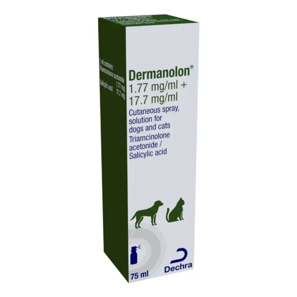 Dermanolon cutaneous spray for dogs and cats