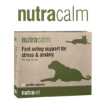 Nutracalm calming capsules from Nutravet for dogs and cats, non-sedating sprinkle capsules