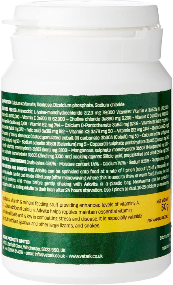 Arkvits4 Arkvits 50g mineral feed for reptiles with calcium and vitamins A C and E