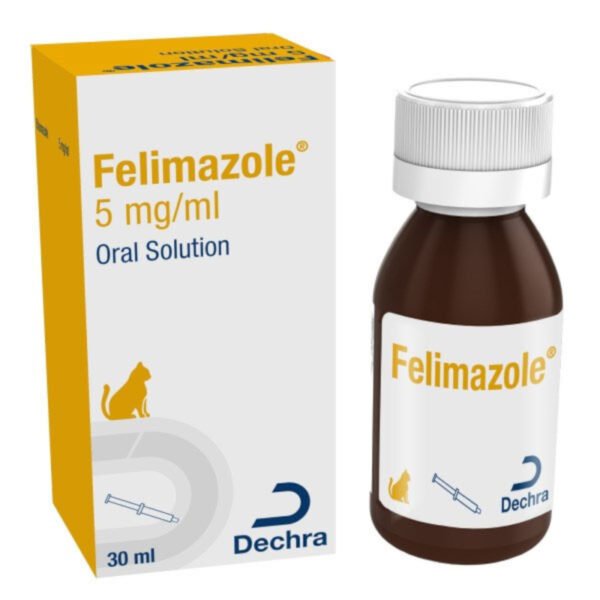 Felimazole 5 mg-ml Oral Solution for Cats30ml Felimazole 5 mg/ml oral solution for cats 30ml and 100ml bottles