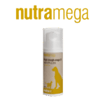 Nutramega omega 3 oil from Nutravet for dogs and cats, airless pump bottle of high strength EPA and DHA fish oil
