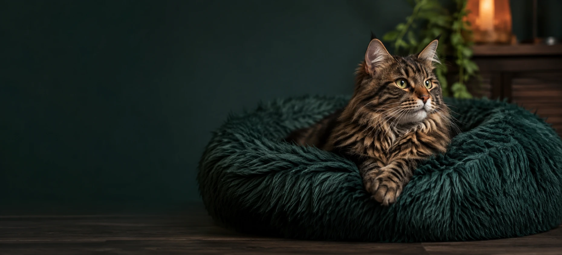 Cat relaxing in a comfortable pet bed