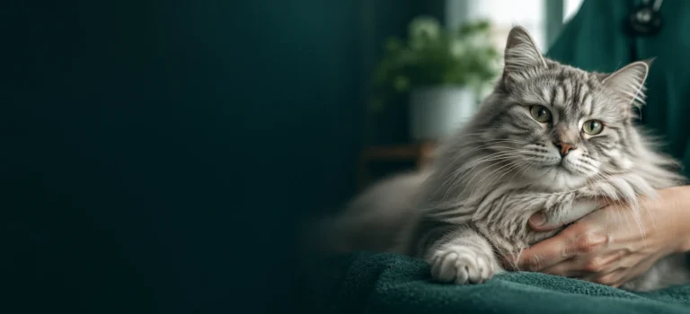 Cat receiving supportive veterinary care