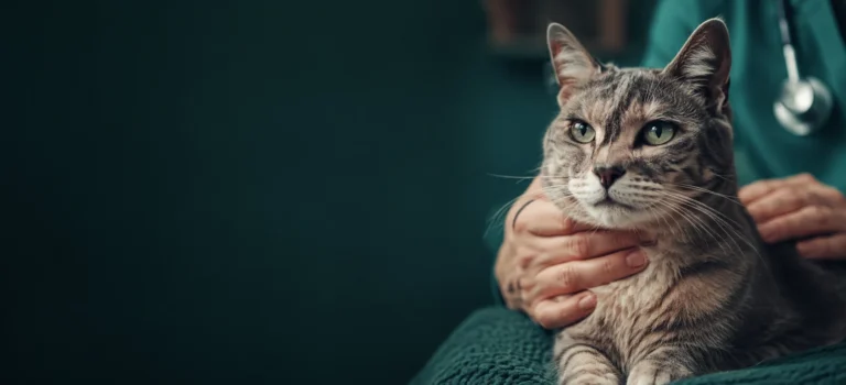 Older cat receiving gentle care
