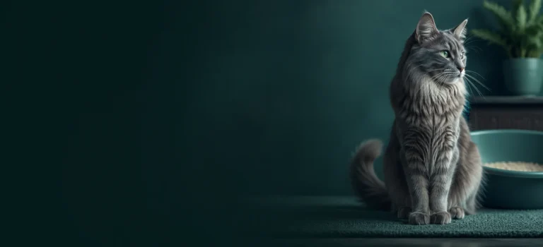 Cat near its litter area