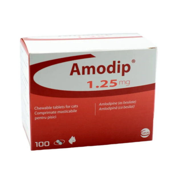 Amodip 1.25 mg Chewable Tablets for Cats - 100 tablet pack Amodip 1.25 mg Tablets for Cats, 100 tablet pack from Ceva